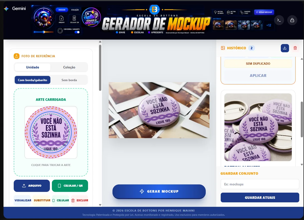 Tela real da ferramenta Gerador de Mockups