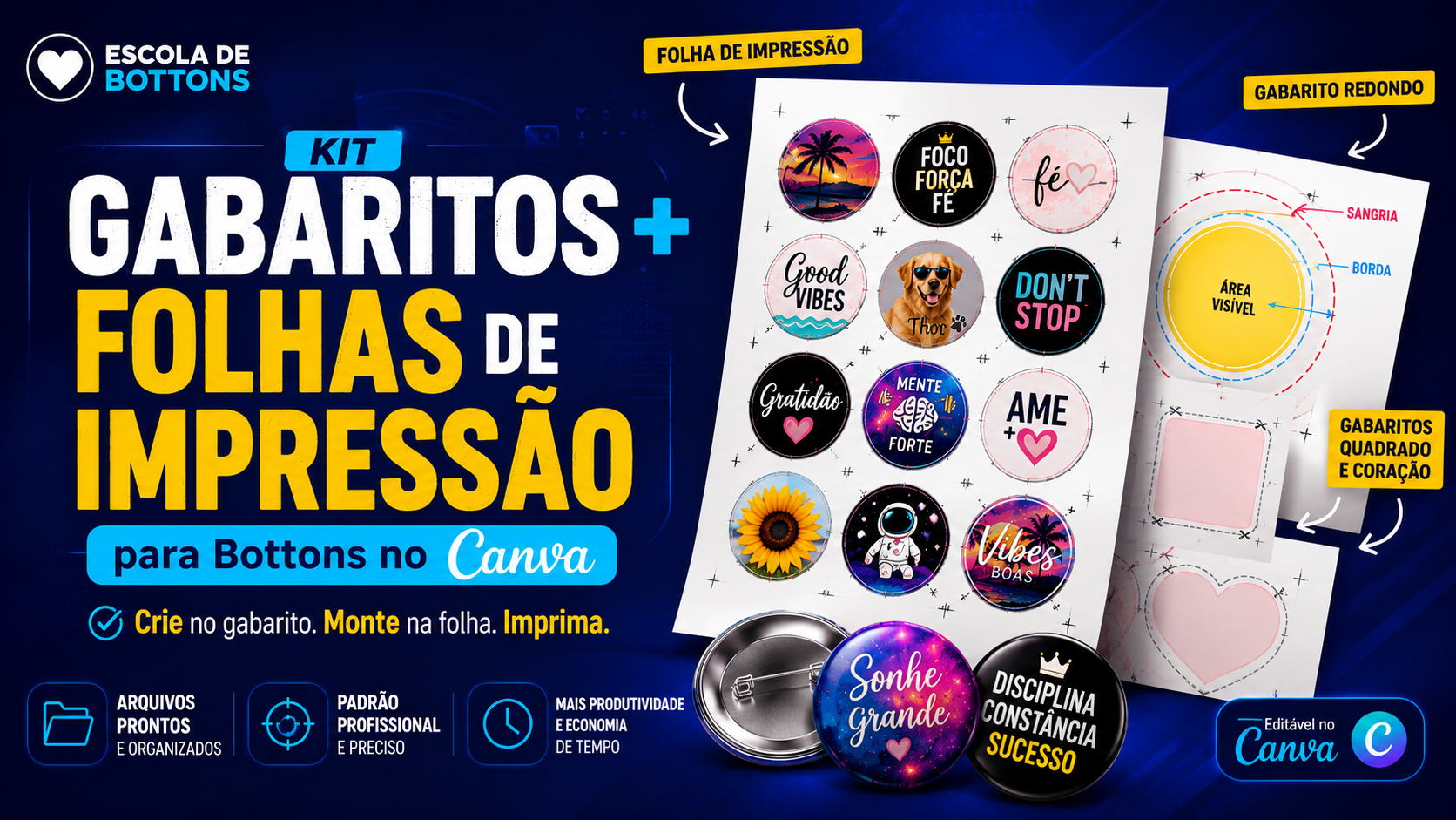 Kit Gabaritos e Folhas de Impressão no Canva