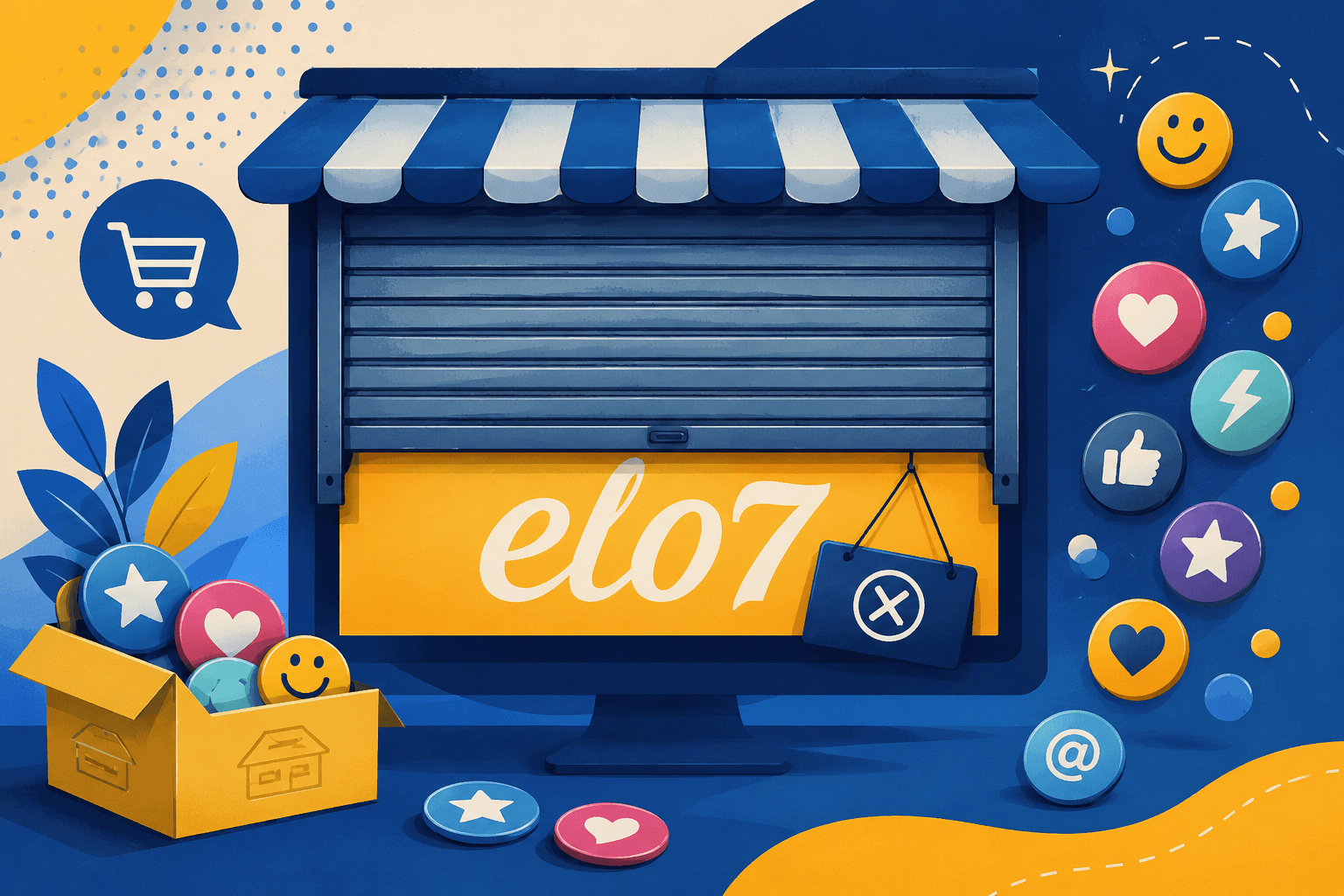 Ilustração de marketplace encerrado no estilo Escola de Bottons